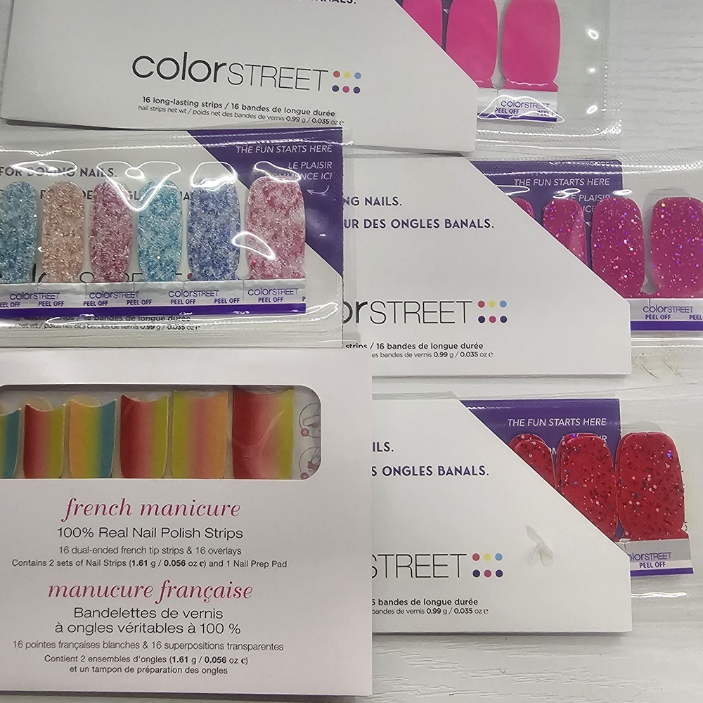 Color Street Nail Strips - Pink, Blue, Red